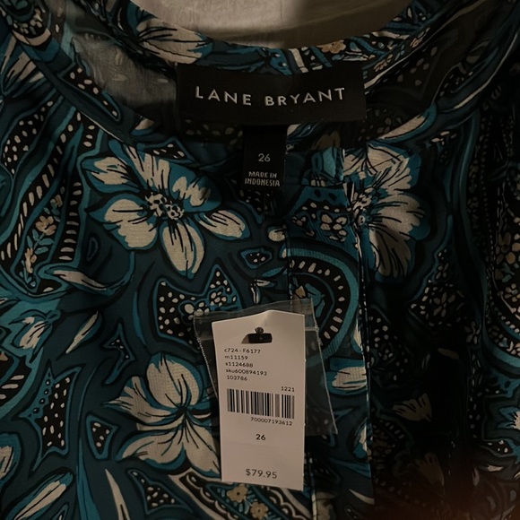 Pretty blue and green dress.  Smooth feeling fabric. - Picture 2 of 3